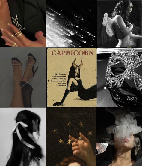 Capricorn Astethic, January Capricorn Aesthetic, Capricorn Mood Board, Capricorn Vibes Aesthetic, Zodiac Signs Aesthetic, Capricorn Aesthetic Art, Capricorn Moodboard, Capricorn Fashion Aesthetic, Capricorn Style Aesthetic