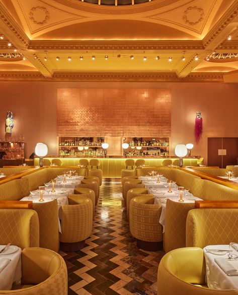 The iconic sugar-pink Gallery dining room at Sketch is no more, with the London restaurant having recently revealed its all-new yellow-toned art installation. Created by artist Yinka Shonibare CBE RA and project architect India Mahdavi, the design marks the start of a new era for the restaurant as it enters its 20th year. See link for full story. #elitetraveler #sketchlondongallery #luxurylondon Sketch Restaurant, London Sketch, Sketch London, Gallery Restaurant, Venue Sketch, Cafe Society, London Venues, Paris Restaurants, London Restaurants