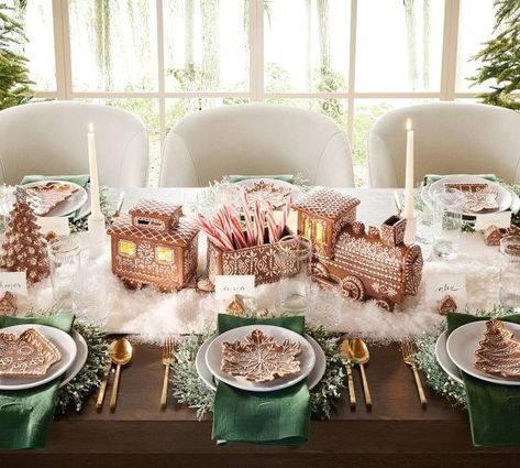 Christmas 2024: Decorations, Holiday Ornaments & Lights | Pottery Barn Gingerbread Train, Christmas Dining Table Decor, Pottery Barn Christmas, Christmas Dining Table, Appetizer Plates Set, Christmas Style, Christmas Tablescapes, Christmas Dining, Christmas Table Settings