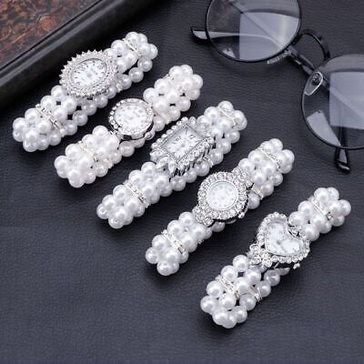 Item Type: Pearl Wristwatches. Band Features: Simulated Pearls and Rhinestones. Dial Material: Glass. Style: Formal, Fashion. Band Width: 15mm. Pearl Watch, Great Gifts For Women, Wrist Band, Girls Watches, Band Bracelet, Fashion Elegant, Elastic Bracelet, Women Wrist Watch, Sophisticated Design