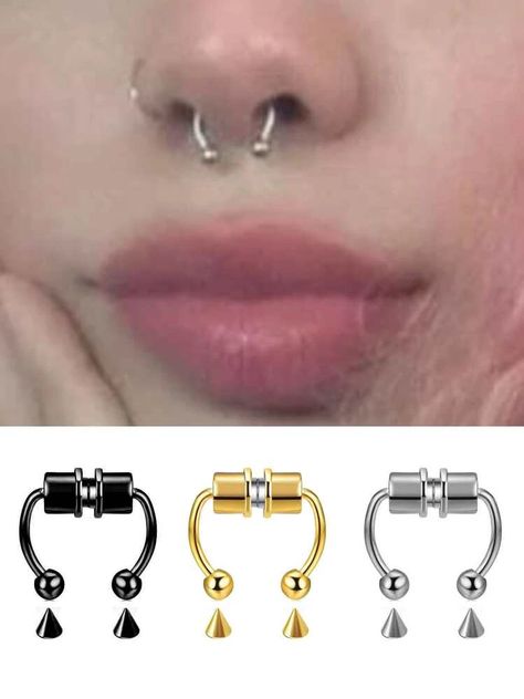 Magnetic Piercings, Magnetic Septum, Magnetic Nose Ring, Nose Ring Designs, Piercing Nose Ring, Multiple Ear Piercing, Septum Rings, Septum Nose Rings, Septum Nose