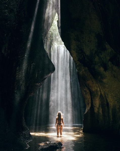 Waterfall Picture Ideas, Hidden Waterfall, Bali Trip, Magical Light, Waterfall Pictures, Waterfall Photography, Aesthetic Picture, Travel Pins, On The Road Again