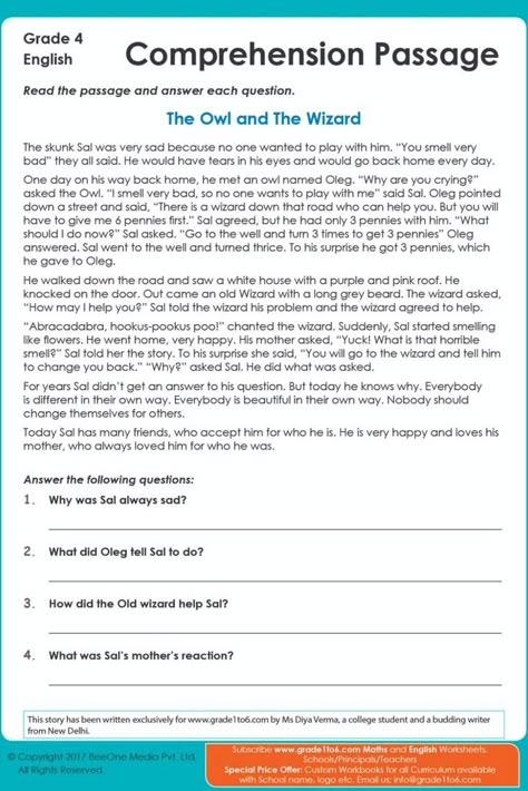 Reading Comprehension Passages Free, English Worksheets For Grade 1, 4th Grade Reading Worksheets, Elementary Reading Comprehension, Worksheets For Grade 1, Passage Writing, Math English, Reading Comprehension For Kids, Reading Comprehension Lessons