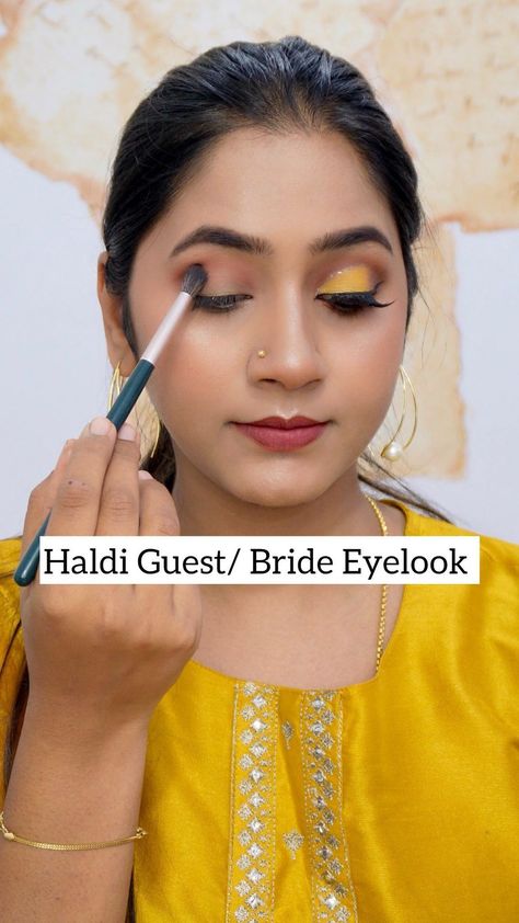 Bridal | Party Makeup Artist | Bangalore 🧿 | Muhurtham guest eyelook , this eye look is so so so effortless. It happens super quickly, you can also try it on Brides for Muhurtham .… | Instagram Sangeet Makeup Look, Radhika Sarathkumar, Indian Eye Makeup, Bridal Party Makeup, Hair Growing Tips, Hair Growing, Yellow Saree, Eye Makeup Brushes, Growing Tips