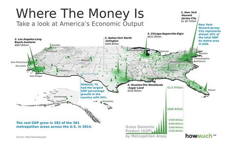 Where’s the money in America? This 3D map will show you - MarketWatch Economic Map, Keynesian Economics, Economic Geography, Infographic Map, Dallas Fort Worth, Jersey City, Us Map, Big Picture, Wall Street