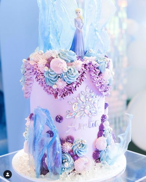 Birthday Cake, Frozen, Disney, Princess, Elsa, Buttercream, Pipiing, Jewels, Sprinkles, Pearls, Sails - @chellsbells_cakes Else Birthday Cake, Buttercream Frozen Birthday Cake, Elsa Ice Cream Cake, Frozen Buttercream Cake Ideas, Anna Frozen Birthday Cake, Elsa Buttercream Cake, Elsa Princess Cake, Elsa Frozen Cake Birthdays, Pink Frozen Birthday Cake