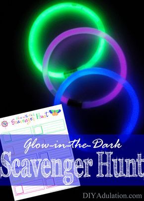 Get ready for the most versatile glow game yet with this glow-in-the-dark scavenger hunt! It is perfect for indoors, outdoors, vacations, and more. Glow Stick Scavenger Hunt, Night Scavenger Hunt Outdoor, Glow In The Dark Outdoor Games, Indoor Glow In The Dark Games, Glow Night Games, Glow In The Dark Scavenger Hunt, Glow In Dark Games, Glow In The Dark Games For Kids, Glow Scavenger Hunt