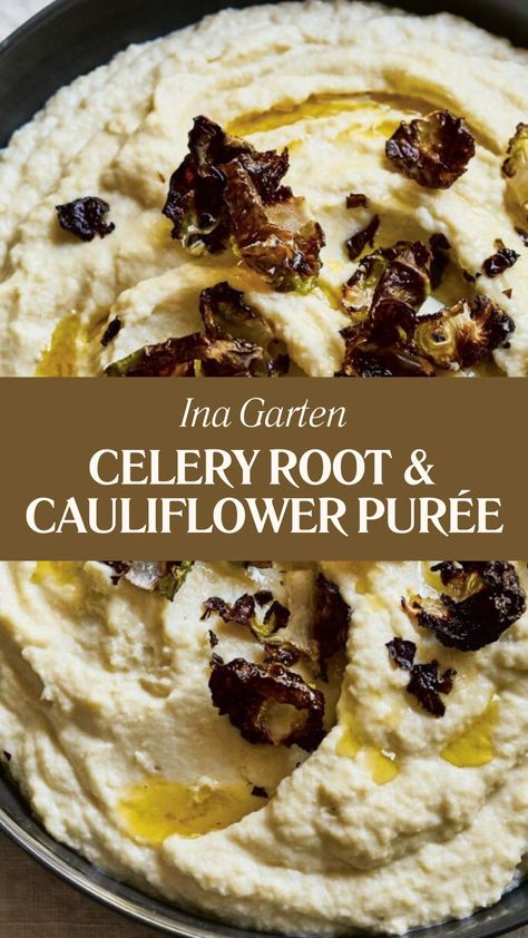 Ina Garten Celery Root & Cauliflower Purée Root Vegetable Puree, Vegetable Puree Recipes, Celery Root Recipes, Cauliflower Purée, Roasted Celery, Celery Root Puree, Cauliflower Puree, Gold Potatoes, Celery Root