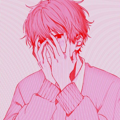 Yandere Pfp Boy, Masochistic Manga, Yandere Vibes Aesthetic, Masochistic Icon, Yandere Expressions, Pink Male Pfp, Lovesick Art, Yandere Sketch, Lovesick Aesthetic