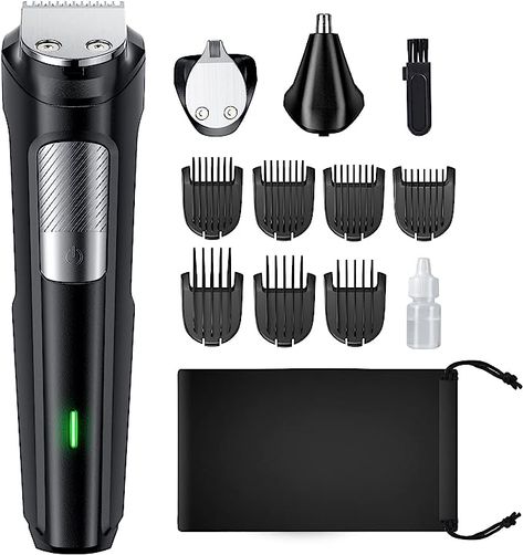 Product details Package Dimensions ‏ : ‎ 8.23 x 5.2 x 2.24 inches; 10.23 Ounces Batteries ‏ : ‎ 1 Lithium Ion batteries required. (included) Hair Poses, Nose Trimmer, Painless Hair Removal, Mens Grooming Kit, Nose Hair Trimmer, Beard Trimmer, Trimmer For Men, Electric Razor, Body Hair Removal