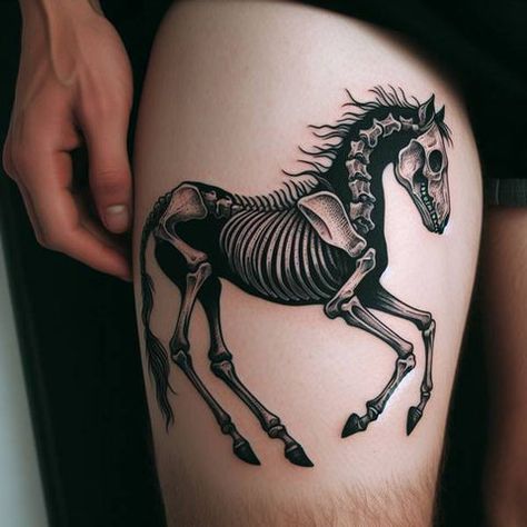 Horse Tattoo Ideas, Horse Bones, Skeleton Horse, Horse Outline, Horse Tattoo Design, Horse Skull, Armor Tattoo, Horse Memorial, Bone Tattoos