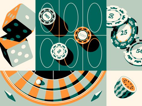 Poker Illustration, Ikko Tanaka, Casino Roulette, 달력 디자인, Hat Club, Poker Chip, Graphic Poster Art, Casino Night, Las Vegas Weddings