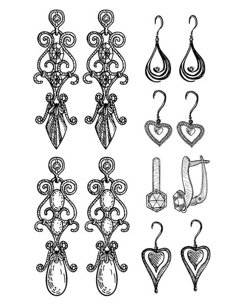 Premium Vector | Women s jewelry earrings vintage handmade decorations antique vintage gold fancy articles or bijouterie long earrings sketch engraved monochrome elements earrings icons set vector illustration Earrings Sketch, Structural Drawing, S Jewelry, Sketch Ideas, Icon Set Vector, Earrings Vintage, Handmade Decorations, Long Earrings, Icon Set