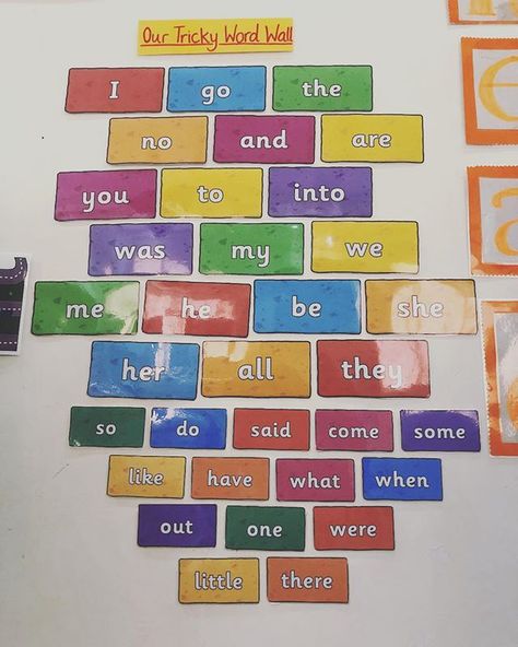 We added more tricky words to our wall - week by week we are reading them and trying to apply one or 2 in our phonics sentence writing! . #TopTip- We sound out words that we can sound out but we spell out the tricky words using letter names! . . . #trickywords #sightwords #teaching #mummyblogger #trickywordwall #learningwall #words #spelling #eyfs #homeschooling #mamateachesme #literacy #display #learningrooms #classroom #teachermama #homeeducation #homeeducator #phonics Phonics Display Board, Phonics Wall, Phonics Display, Word Wall Displays, Literacy Display, Working Wall, Abc Phonics, Sounding Out Words, Letter Names