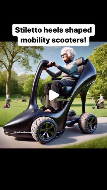 Inspiring Designs on Instagram: "These stiletto heels shaped mobility scooters are such an awesome idea! 👏👏😱 #heels #elderlycare #seniorcitizen" Mobility Scooter Funny, Fully Enclosed Mobility Scooter, Mobility Scooters, Elderly Care, Mobility Scooter, Senior Citizen, Clever Ideas, Scooters, Children Illustration