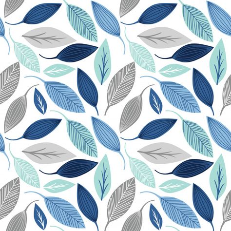 Seamless pattern with leaf blue and silv... | Free Vector #Freepik #freevector #freepattern #freefloral #freeparty #freecard Blue Fabric Pattern, Leaf Pattern Design, Leaves Pattern Design, Blue Patterns, Scandinavian Pattern, Seamless Pattern Design, Floral Party, Peel Stick Wallpaper, Blue Leaves