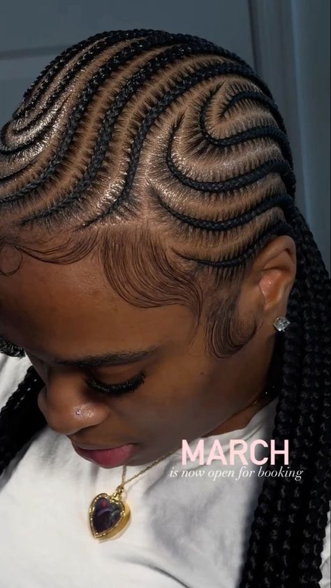 Wavy Stitch Braids, Hairpiece Hairstyles For Black Women, Alicia Keys Braids Hairstyles Medium, 12 Feed In Braids, Cornrow Designs For Women Natural Hair, Stem Hairstyles, Two Layer Feed In Braids, Cornrow Styles For Black Women, 6 Feed In Braids Hairstyles