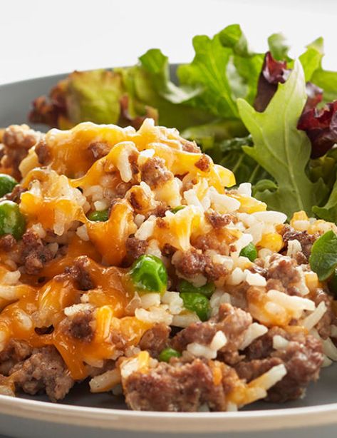 Cheesy Ground Beef and Rice Casserole | Hidden Valley® Ranch Ranch Meatloaf, Ground Beef And Rice Casserole, Hidden Valley Ranch Recipes, Beef And Rice Casserole, Hidden Valley Recipes, Ground Beef And Rice, Ground Beef Casserole Recipes, Hidden Valley Ranch, Rice Casserole Recipes