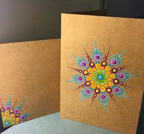 Dot Painting Cards, Dot Painting Bookmark Ideas, Dot Painting Bookmark, Dot Mandala On Square Canvas, Mandala Dot Painting 6x6, Old Cd Crafts, Mandala Card, Rock Painting Flowers, Mandala Painted Rocks