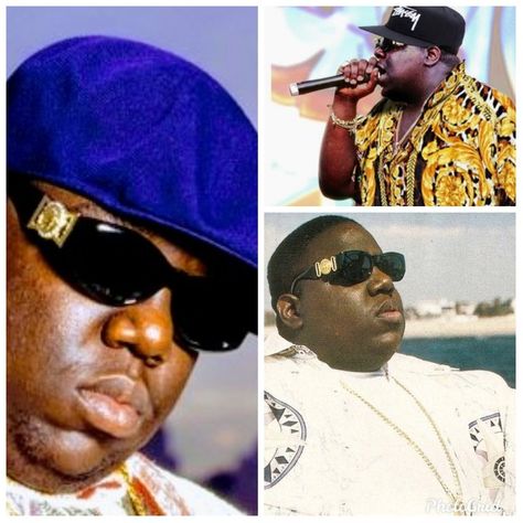 Notorious Big In The Versace Sun Glasses and Versace Shirts Versace Shades, Versace Shirts, Biggie Smalls, Notorious Big, Brand Identity, Versace, Mens Sunglasses, Hip Hop, Shades