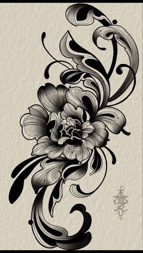 Flowers Tattoo Ideas For Women, Decorative Tattoos For Women, Cover Tattoo Ideas, Blackout Tattoo Ideas, Chest Neck Tattoo, Cover Up Tattoos For Women, Tato Tradisional, Floral Back Tattoos, Peony Design