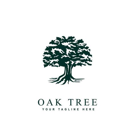 Tree Logo Design Inspiration, Tree Logo Design, Tree Logo, Sun Nature, Vector Silhouette, Tree Logos, Tree Graphic, Logo Design Template, Oak Tree