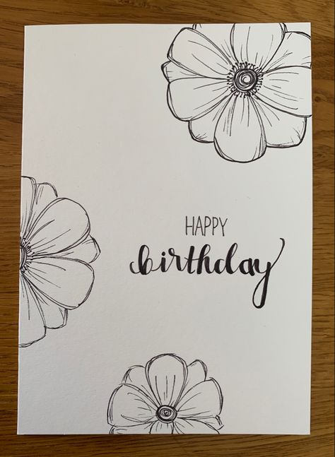 Happy Birthday Card With Flowers, Birthday Gesture Idea, Birthday Cards Ideas For Best Friends, Birthday Cards Writing, Cute Simple Card Ideas, Diy Card Design, Birthday Cards Drawing Ideas, Birthday Card Flowers Drawing, Card Ideas For Best Friend Birthday