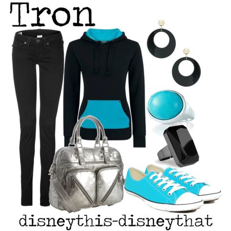 Tron, created by disneythis-disneythat on Polyvore Tron Outfit, Epic Clothes, Disneybound Outfits, Disney Dress Up, Tron Legacy, Disney Inspired Fashion, Nerd Fashion, Ice Cave, Disney Bound Outfits