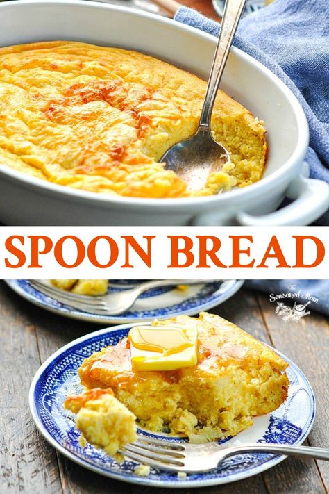 Southern Spoon Bread Recipe, Spoon Bread Recipe Jiffy, Spoon Bread Recipe, Easy Side Dishes, Spoon Bread, Bakery Items, Thanksgiving Dinner Recipes, Recipes Thanksgiving, Corn Fritters