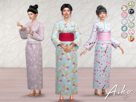 The Sims Resource - Aiko Yukata Sims 4 Kimono Maxis Match, Sims 4 Japanese Cc Clothes Maxis Match, Kimono Sims 4 Cc, Japanese Sims 4, Sims 4 Kimono Cc, Sims 4 Asian Cc, Ts4 Medieval, Mods Ts4, Carolina Dress