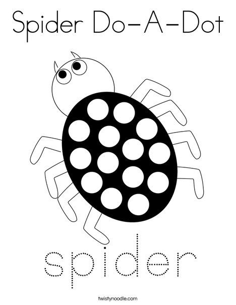 Spider Do-A-Dot Coloring Page - Twisty Noodle Spider Week Preschool, Spider Lesson Plan For Toddlers, Spider Dot Painting, Spider Theme Preschool Activities, Spider Toddler Craft, Itsy Bitsy Spider Craft For Toddlers, Spider Worksheets Preschool, Itsy Bitsy Spider Craft Preschool, Spider Theme Preschool