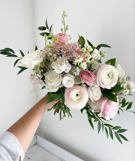 Ranunculus And Tulip Bouquet, Spring Wedding Bouquets Tulips, Ranunculus Floral Arrangements, Peonies And Ranunculus Bouquet, April Bridal Bouquet, Pink Ranunculus Bouquet, Ranaculas Wedding Bouquet, Whimsical Wedding Bouquet, Ranunculus Wedding Bouquet