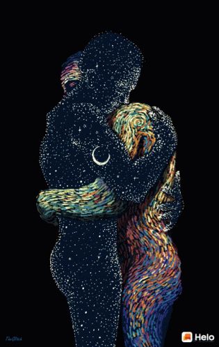 Love Hug GIF - Love Hug In Love - Discover & Share GIFs Art Amour, Psy Art, Art Et Illustration, Art And Illustration, The Night Sky, Couple Art, Spiritual Art, Twin Flame, Two People