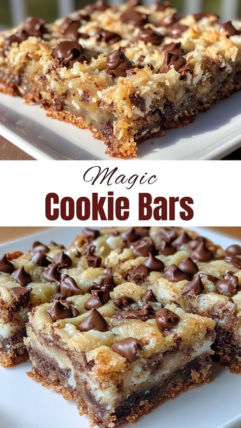 Satisfy your sweet tooth with these delicious Magic Cookie Bars! This easy recipe combines layers of graham crackers, chocolate, and coconut for a treat everyone loves. Perfect for parties, family gatherings, or a cozy night in. Make this crowd-pleaser today! Magic Cookie Bars Without Coconut, Baking With Graham Crackers, Squares For A Crowd, Magic Cookie Bar Cookies, Bars That Freeze Well, Weekly Dessert Ideas, Quick Squares Recipes, Million Dollar Cookie Bars, Easy Recipes For Bake Sales