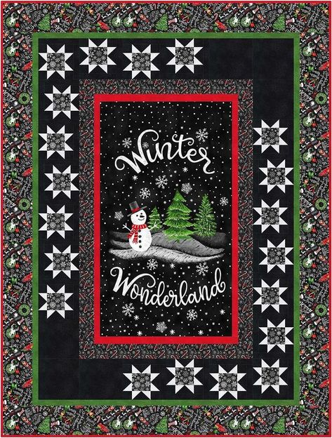 Projects / WINTER WONDERLAND - EASY STAR P Christmas Lap Quilt, Quilt Panel Ideas, Throw Quilt Pattern, Panel Quilt Patterns, Quilt Panels, Panel Ideas, Quilt Borders, Quilt Border, Holiday Quilts