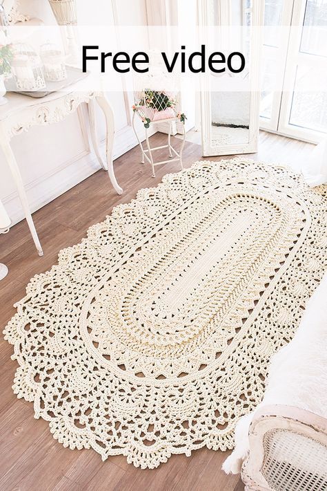 Crochet Rug Patterns Free, Crochet Doily Rug, Doily Rug, Crochet Carpet, Crochet Rug Patterns, Knitting Aesthetic, Crochet Stitches Video, Crochet Home Decor, Crochet Doily Patterns