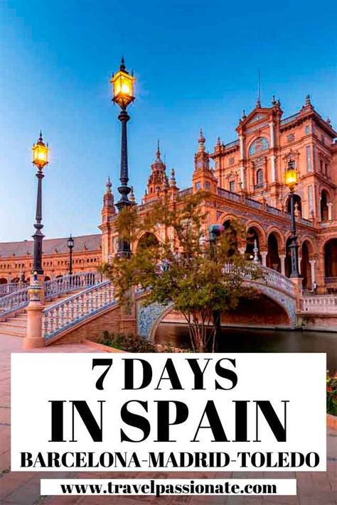 On this 7 day itinerary you’ll be starting off in Barcelona before moving onto Madrid, Spain’s capital city. It’s not all about bustling cities though, we’ve also included a trip to Toledo into this Spanish itinerary so read on and get excited for how you can spend a week in Spain. It’s the perfect introduction to the country for 1st time visitors – Get ready to sip the sangria! #spain #barcelona #madrid #toledo Spain Travel Outfits, Madrid Spain Travel, 7 Day Itinerary, Barcelona Itinerary, Barcelona Spain Travel, Spain Itinerary, Madrid Travel, Europe Holidays, Spain Vacation