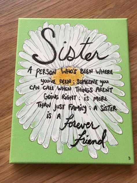 Canvas Painting For Sister, Painting For Sister, Sisters Wall Art, Sister Gift Ideas, Sister Birthday Quotes, Big Sister Gifts, Drawing Ideas Creative, Animal Rabbit