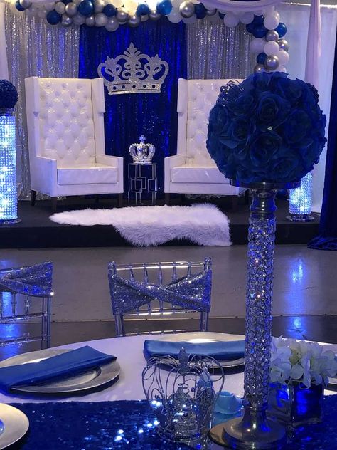 15 Cakes Quinceanera Royal Blue, Royal Blue Wedding Venue Ideas, Royal Blue And Silver Quince Theme, Dark Blue Quinceanera Decorations, Royal Blue With Silver Quinceanera Theme, Xv Dresses Royal Blue, Royal Blue Quince Venue Ideas, Royal Blue Quince Theme Ideas, Royal Blue Quinceanera Decorations Ideas