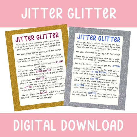 Back to School Gift for Student Jitter Glitter First Day Ready for School First Day of School Open House Back to School Night Teacher Jitter Glitter, The Night Before School, Open House Back To School, Welcome Back Letter, Night Before School, School Open House, School First Day, Back To School Night, Ready For School