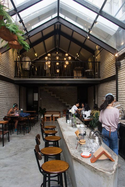 Gallery of Brewman Coffee Concept / 85 Design - 9 Mezanine Interior Design, Barn Cafe, Loft Cafe, Rooftop Restaurant Design, Coffee House Design, Coffee Shop Interior Design, Cafe Concept, Small House Elevation Design, Cafe Shop Design