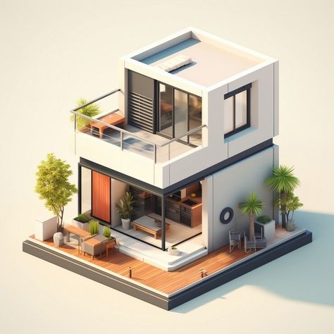 Free AI Image | 3d rendering of isometric house Blender Architecture, Isometric House, Small House Model, Santa Monica Los Angeles, Lego House Ideas, Rumah Minecraft Sederhana, Minecraft Interior Design, Room Addition, Modern Small House Design