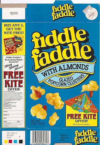 1990 Fiddle Faddle with Almonds Box Front 90s Toy Packaging, 1990 Graphic Design, 90s Packaging, Vintage Packaging Design, Fiddle Faddle, Box Poster, Desain Buklet, 90s Design, Retro Graphic Design