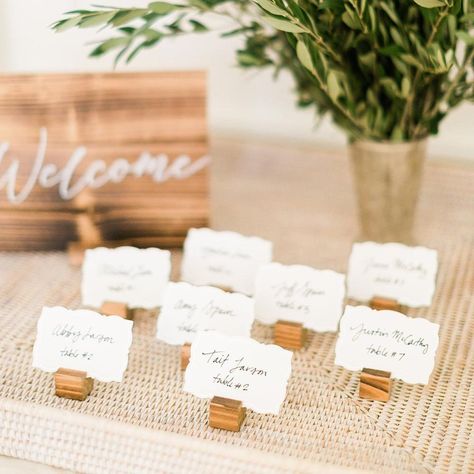 Handwritten Place Cards, Wedding Table Name Cards, Wood Place Card Holders, Minnie Mouse Party Decorations, Place Card Holders Wedding, Table Name Cards, Welcome Table, Place Card Holder, Card Table Wedding