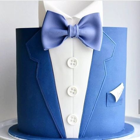 60th Birthday Cake For Men, Suit Cake, Cake Design For Men, Modern Birthday Cakes, Tuxedo Cake, Blue Birthday Cakes, Shirt Cake, Birthday Cake For Him, 60th Birthday Cakes