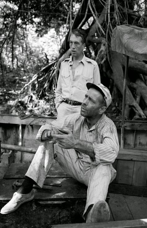 Director John Huston and Humphrey Bogart during filming of The African Queen, 1951. - Imgur Bogie And Bacall, Classic Film Noir, Bogart And Bacall, John Huston, Noir Movie, Fritz Lang, Katharine Hepburn, Lauren Bacall, Humphrey Bogart