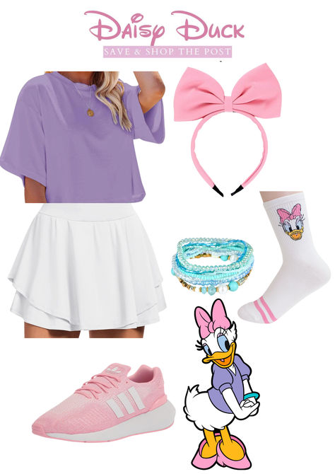 Daisy Duck Bounding, Daisy Duck Outfit Disney Inspired, Ursula Bounding, Daisy Disney Outfit, Daisy Duck Disneybound, Daisy Disneybound, Easy Disney Bound Outfits, Daisy Duck Outfit, Disney Outfits Disneybound