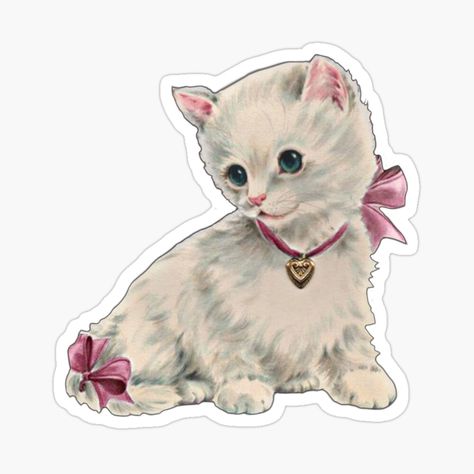 Cute Stickers Vintage, Aesthetic Cat Stickers, Couqutte Stickers, Funky Sticker, Coquette Stickers Printable, Cat Png, Stickers Aesthetic Vintage, Stickers Vintage, Coquette Stickers