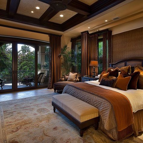 Luxurious Master Suite Lavish Bedrooms Master Suite, Luxury Bedroom Master With Balcony, Bedroom With Balcony Design Master Suite, Mansion Master Suite, Dream Bedroom Luxury Master Suite, Private Balcony Ideas, Will Smith House, Master Suite With Balcony, Dream Bedroom Luxury