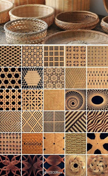 woven basket patterns Neolithic Pottery, Diy Basket Weaving, Basket Weaving Patterns, Bamboo Art, Bamboo Crafts, Paper Weaving, Bamboo Weaving, Bamboo Design, Diy Basket